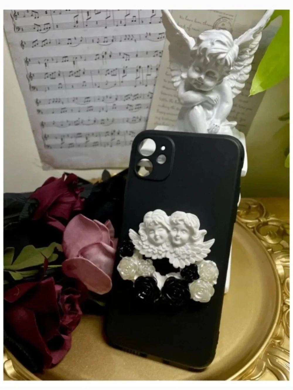 iPhone 11 Baroque butterfly or angel or rabbit iPhone Case, Handmade Phone case
